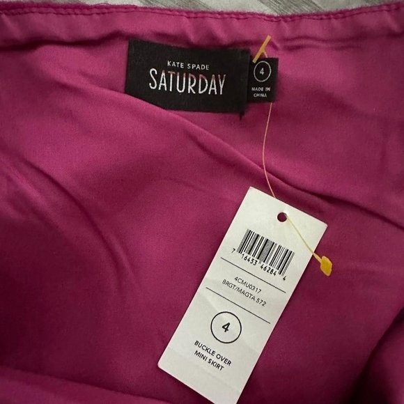 NWTKATE SPADE SATURDAY Wool Fuschia Buckle Over Ladies Mini Skirt, 4 - Picture 3 of 5